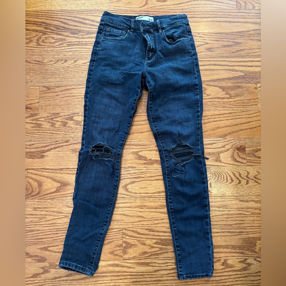 Garage Dark Blue Distressed Skinny Jeans